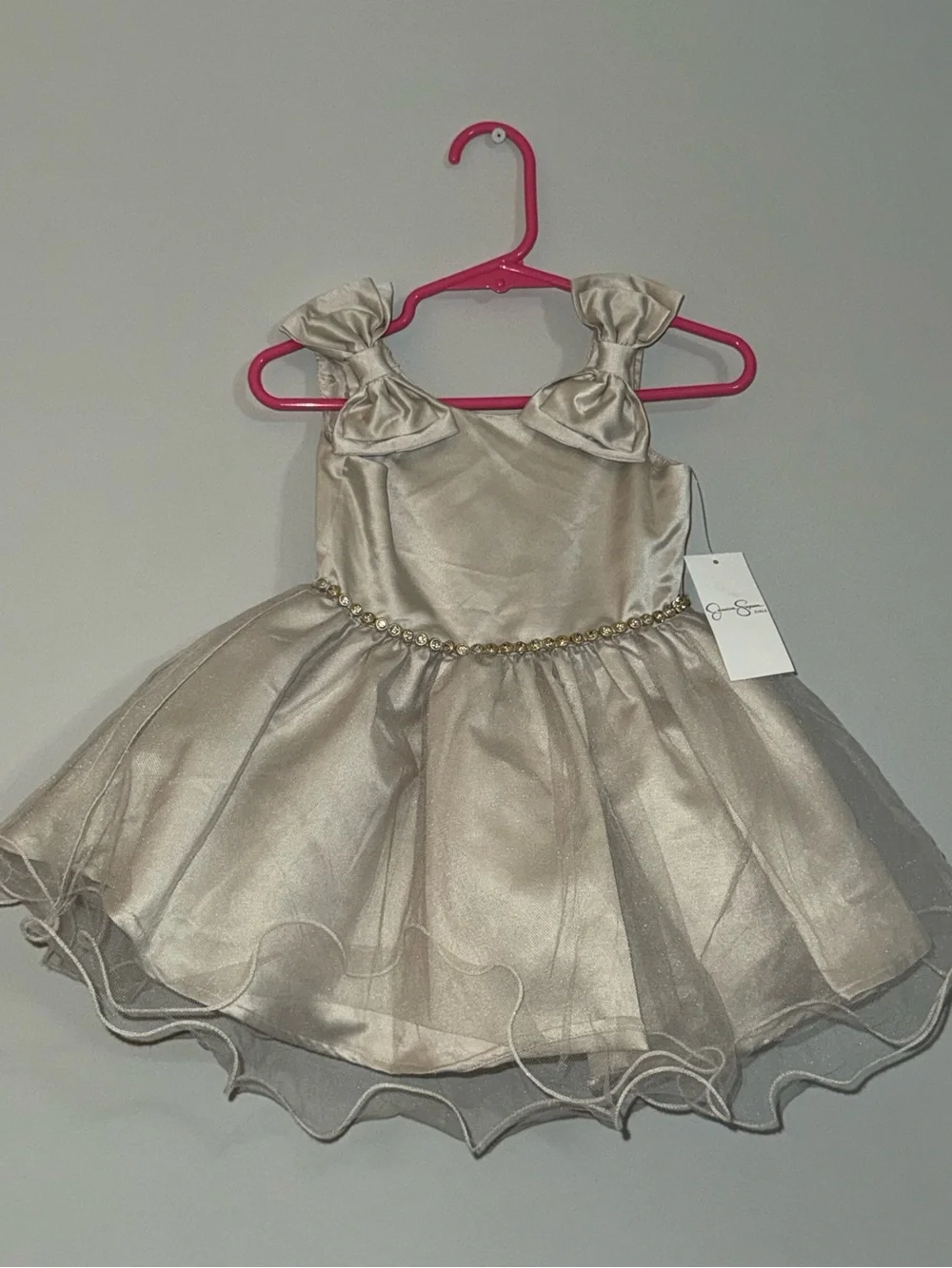 Jessica Simpson Baby Satin Tulle Bow Dress NWT 12M